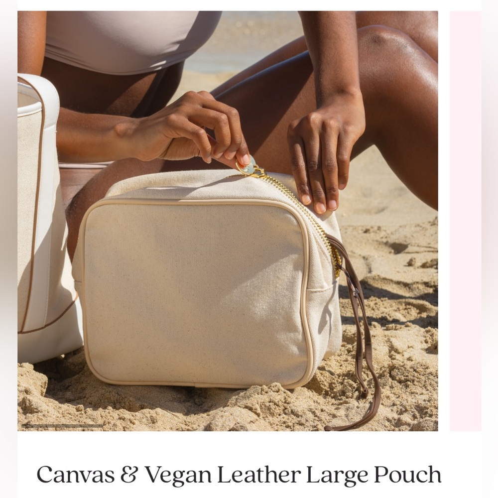 Stoney Clover Lane Large Pouch - Vegan leather, canvas in Tan with dust bag - Picture 2 of 10